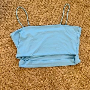 Blue open stomach crop top from Shein